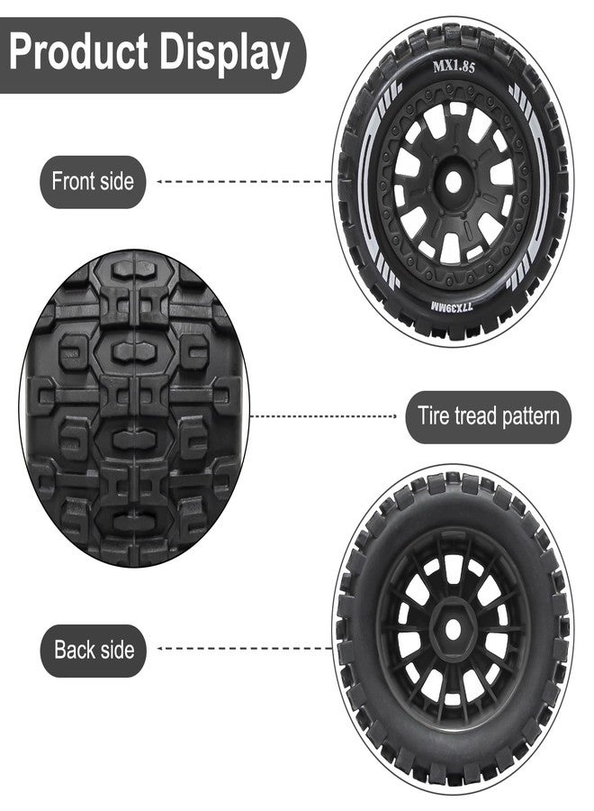LRFHL RC Tires and Wheels Pre-glued Compatible with Arrma Typhon Grom Granite 1/18 1/14 RC Car Tires Wheels Upgrade (4PCS) - Image 5